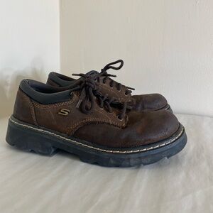 Skechers Vintage Y2K platform leather sneakers size 8 Doc style grunge 90s